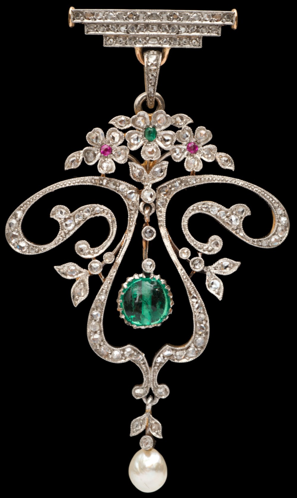 Antique Jewellery » Platinum, 18ct Gold, Diamond and Emerald Edwardian ...