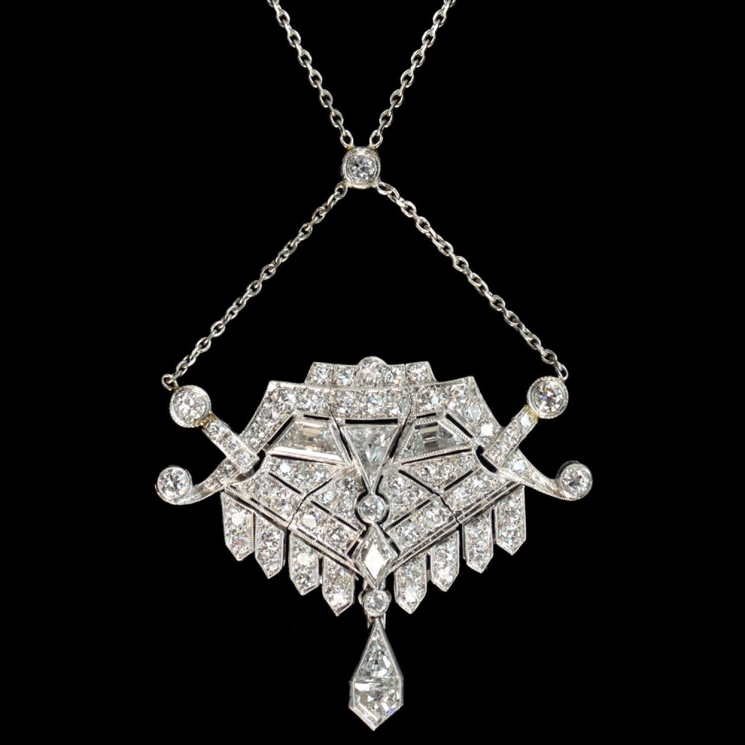 Antique Jewellery » Platinum Art Deco Pendant with 2.95ct Diamonds